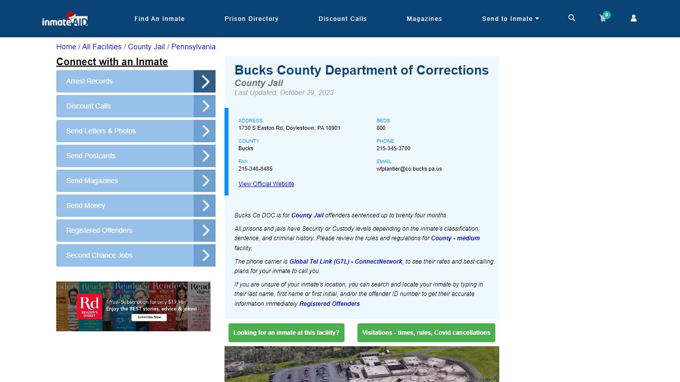 Bucks County Department of Corrections - Inmate Locator - Doylestown, PA